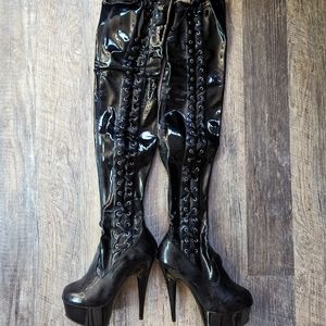 Pleaser Delight 3050 7" Thigh High Stripper Pole Dance Boots Size 7